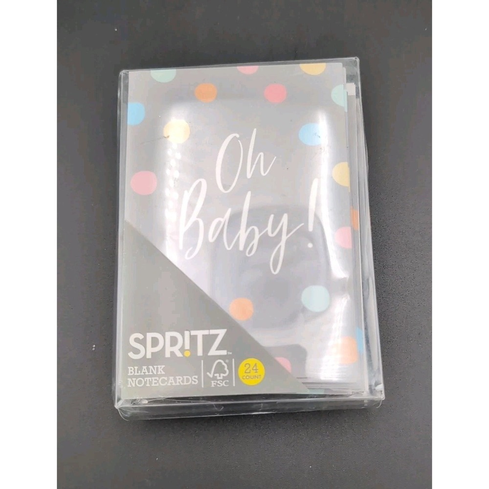 Baby Shower Greeting Card, Oh Baby!, Newborn, gray dots, 4x6, w/Envelope 24 ct